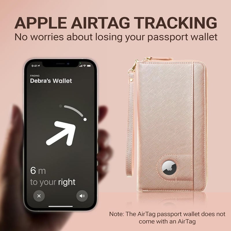 Apadi Travel Document Organizer - RFID Passport Wallet Case Family Holder Id Wristlet - Image 2
